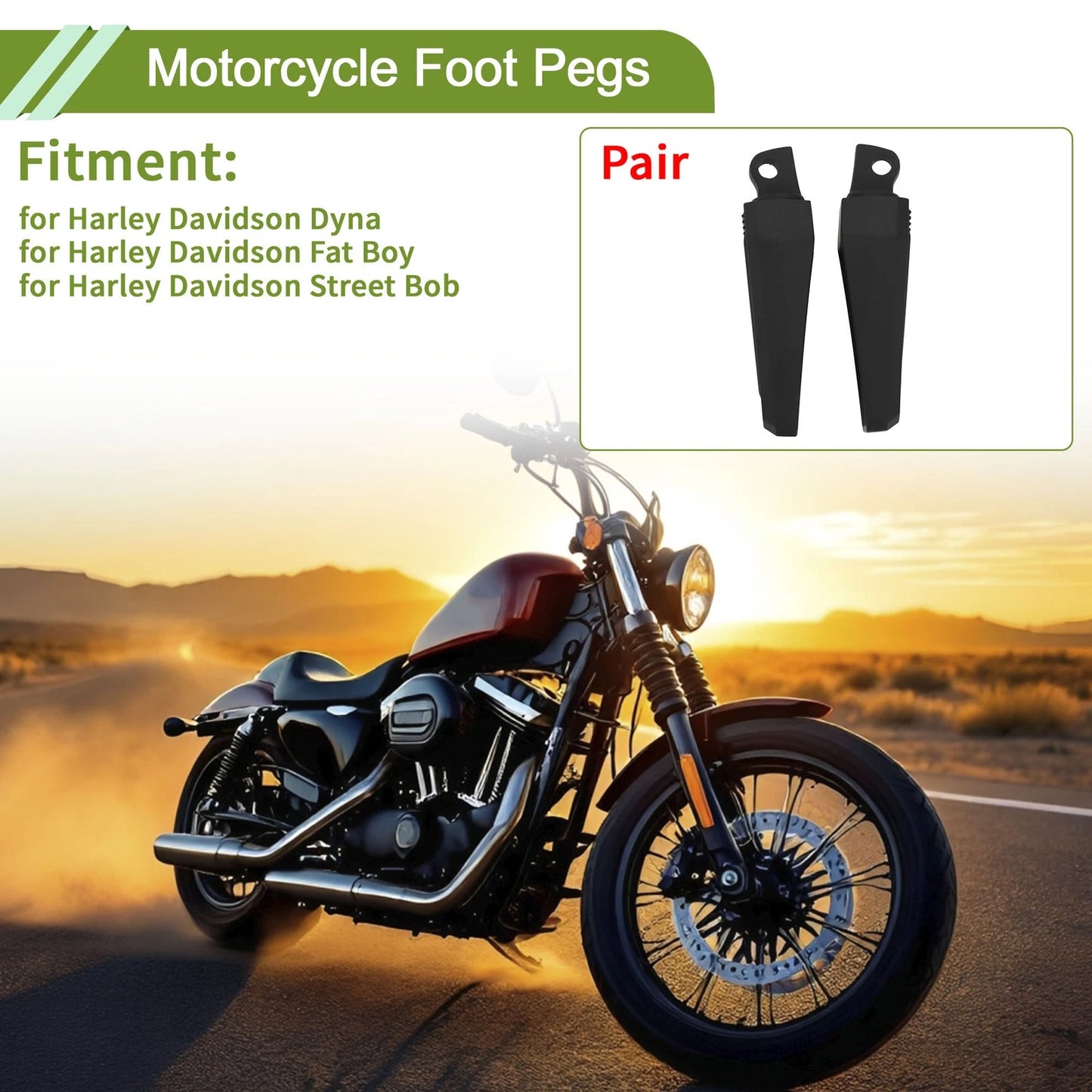 Foot Pegs for Harley Davidson Dyna (1 Pair) Aluminum Alloy Black