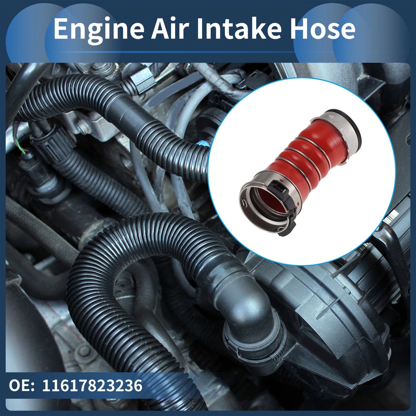 Engine Air Intake Hose for BMW X5 (2000–2006) No. 11617823236 Rubber Clamp
