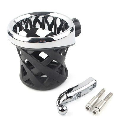 Handlebar Cup Holder Drink w/Mesh Basket for Harley Dyna, Fatboy, Tour Glide