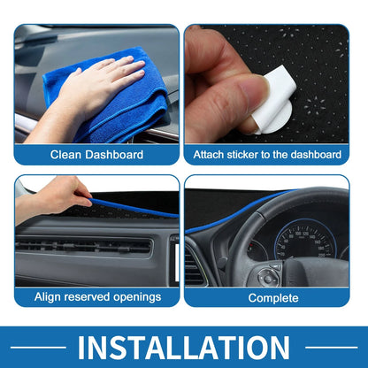 Dashboard Cover Mat for Dodge Challenger Accessories 2015-2024 Black Blue