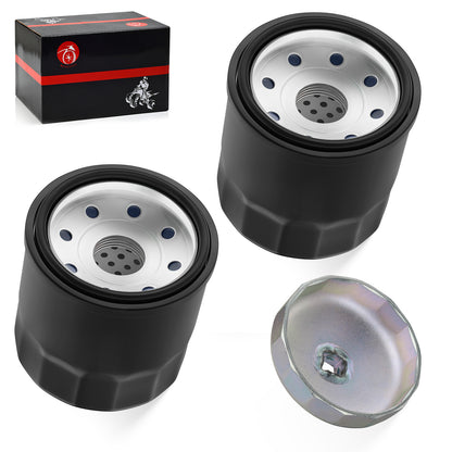 2 Oil Filters with Tool for Yamaha Grizzly YFM350-YFM700 (1998–2020)