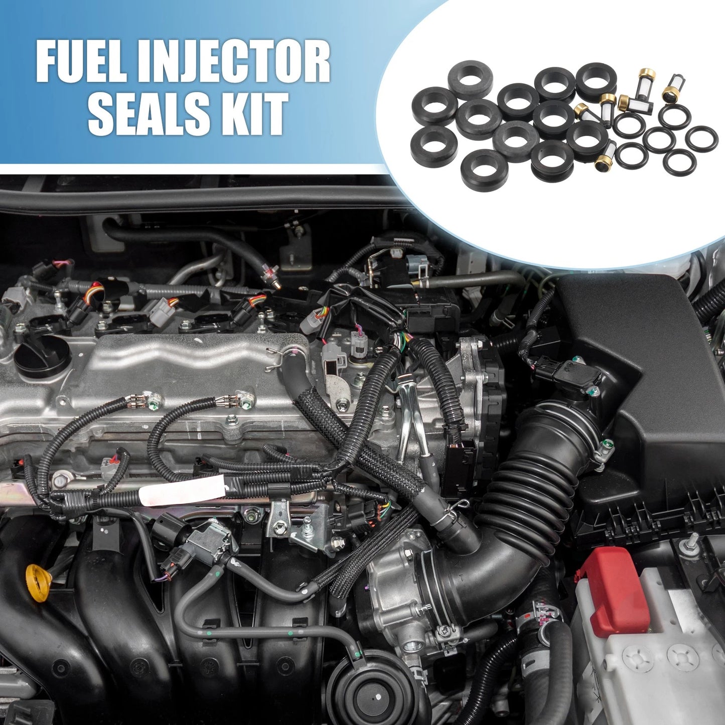 Set of 6 Fuel Injector O Rings Seals with Micro Filters for Toyota Celica (1988–1989)