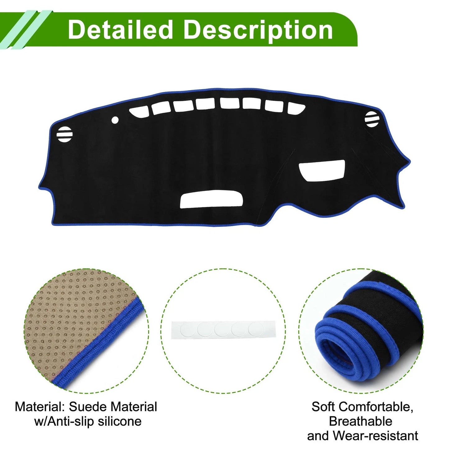 Dashboard Dash Cover Mat for Mazda CX-3 (2016–2022) Sun Protector Pad Black Blue