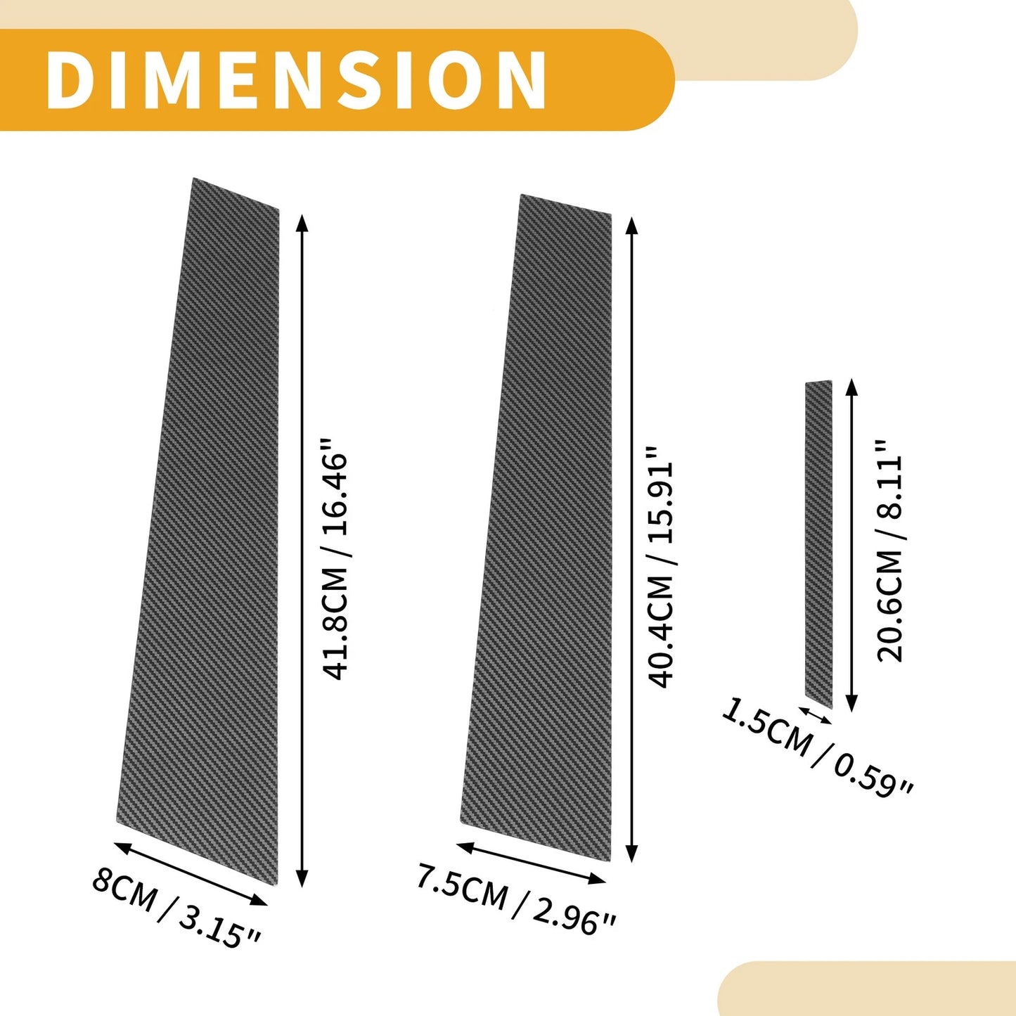 6 Pcs Door Pillar Window Trim for Toyota Mark X (2004–2020) Carbon Fiber