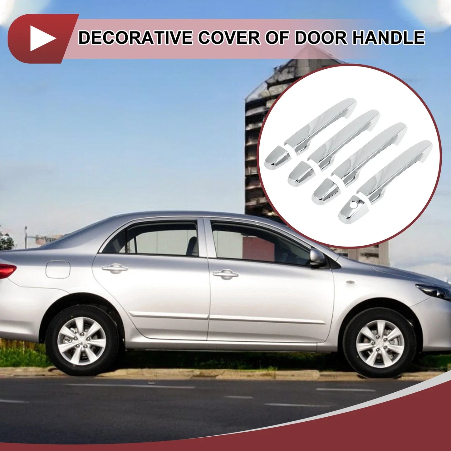 Car Door Handle Cover Set for Honda CR-V 2012-2016 Outside Silver Tone ABS