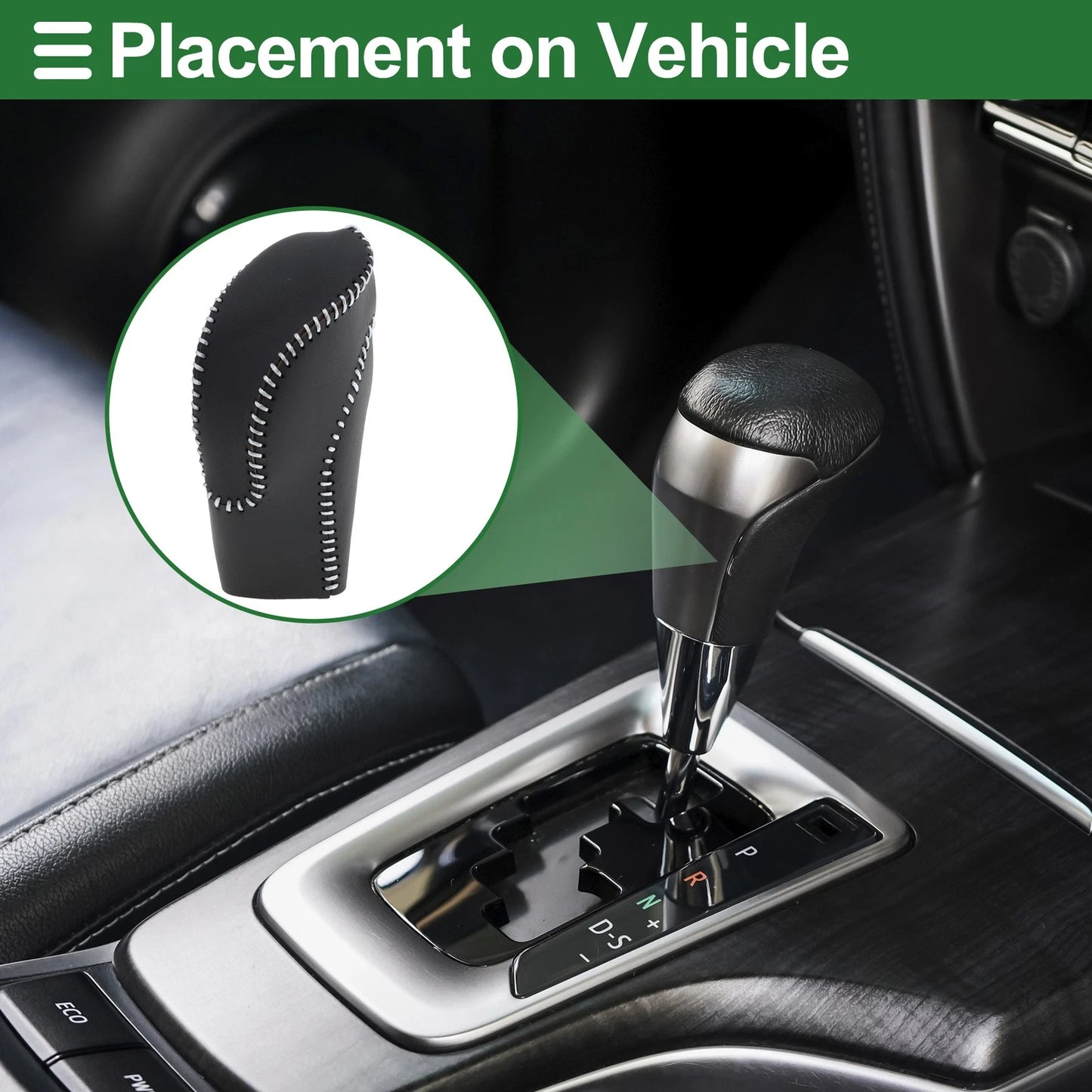 Gear Shift Knob Cover for Subaru Forester (2018–2023) Black Grey Faux Leather