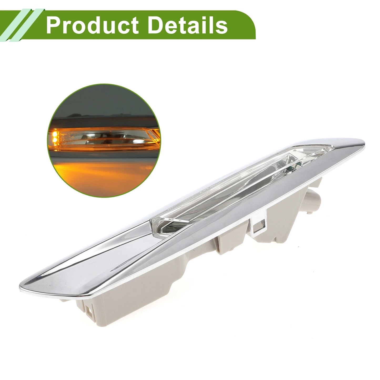 Left Side Marker Light Cover for BMW 535i (2011–2013) 63137154167 Silver Tone