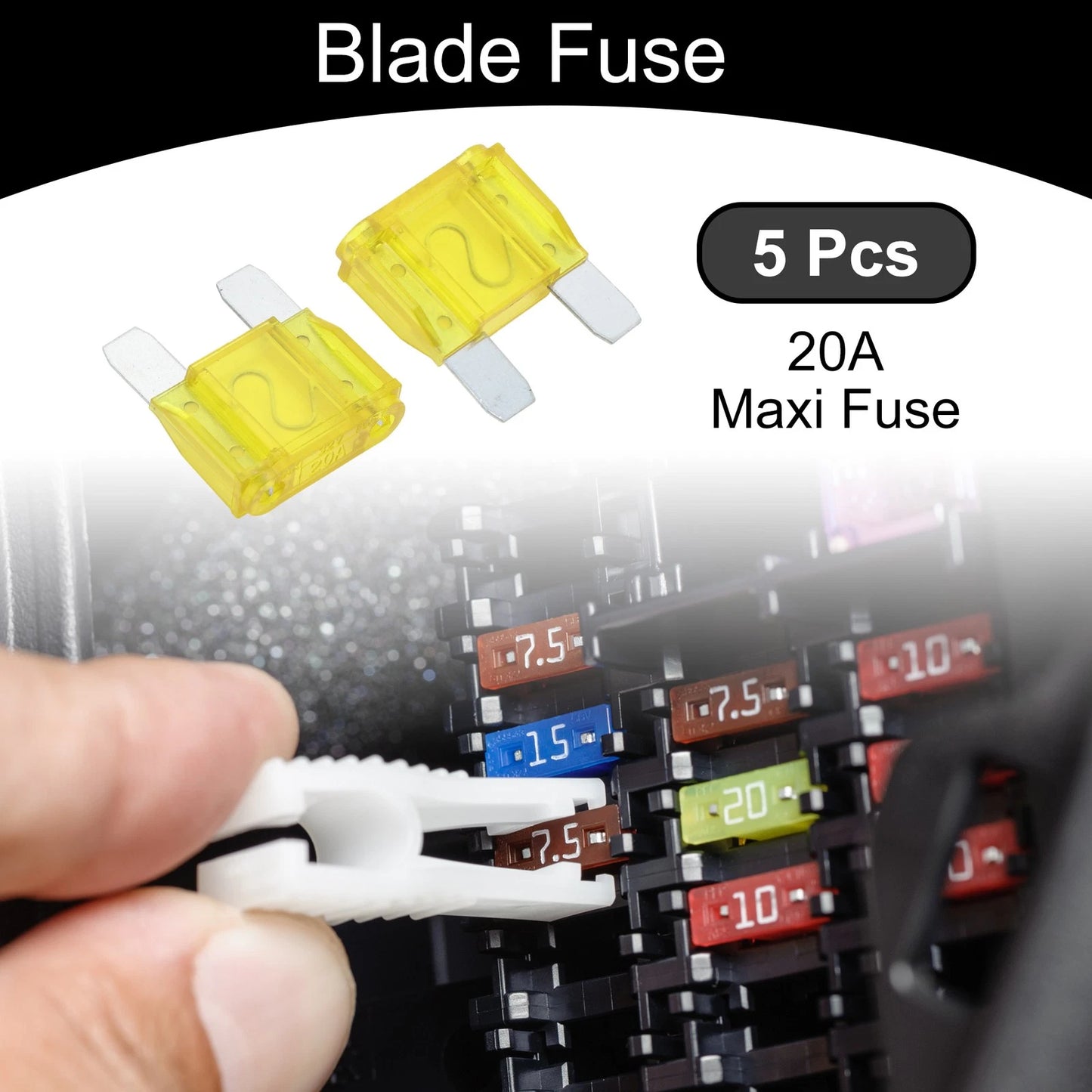 Set of 5 Maxi Fuse 20A Blade Fuse for Car Boat Truck RV Motorcycle