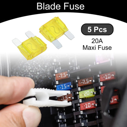 Set of 5 Maxi Fuse 20A Blade Fuse for Car Boat Truck RV Motorcycle