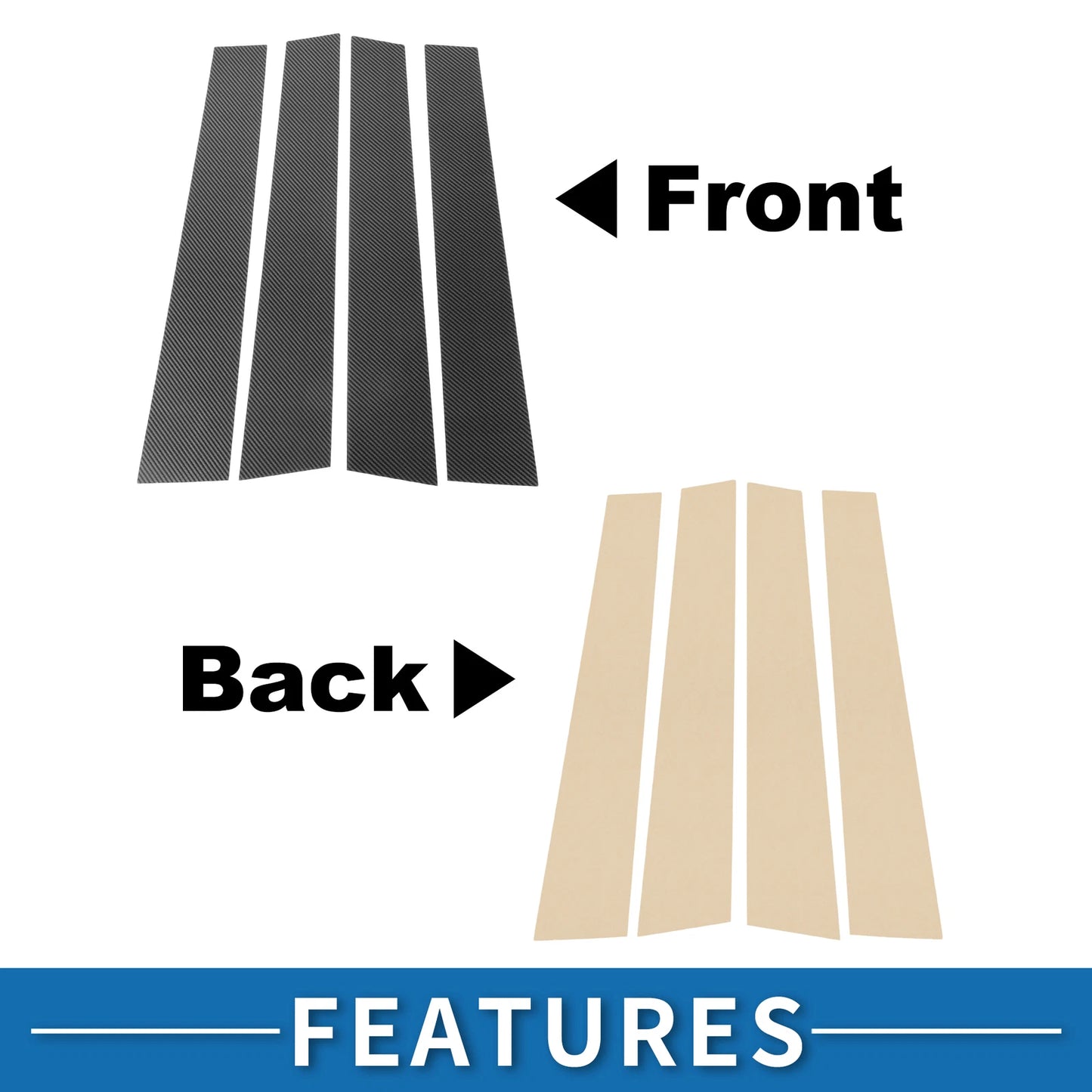 Set of 4 Door Pillar Window Trim for VW Touran (2016–2019) Carbon Fiber