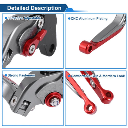 Adjustable Brake Clutch Levers for Yamaha WR125X (2009–2015) Titanium Red