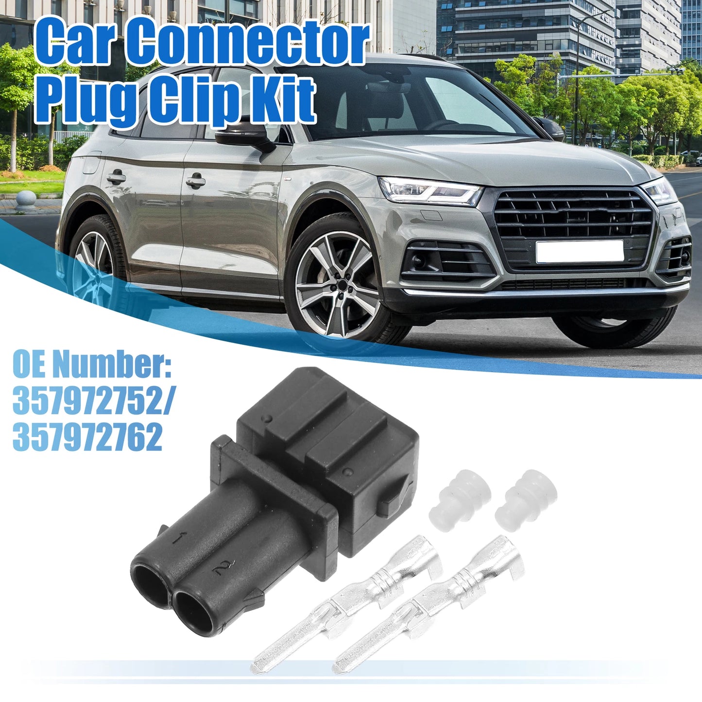 Set of 2 Pin No.357972752 Female 2-Pole Connector for VW Audi