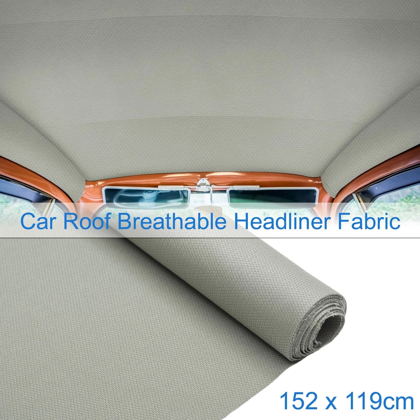 Breathable Mesh Headliner Fabric 60"x47" for Car Roof Repair (Light Gray)