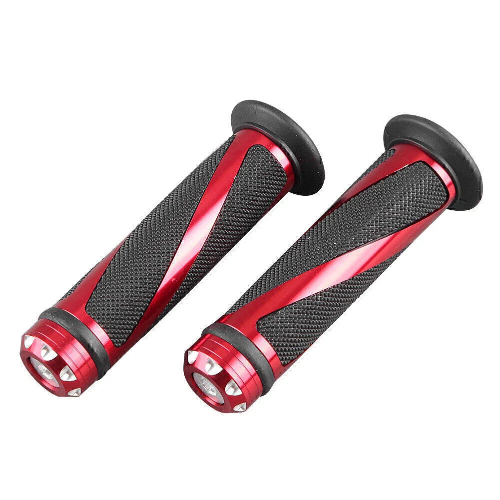7/8" Gel Rubber Hand Grips for Motorcycle Handle Bars Black & Red