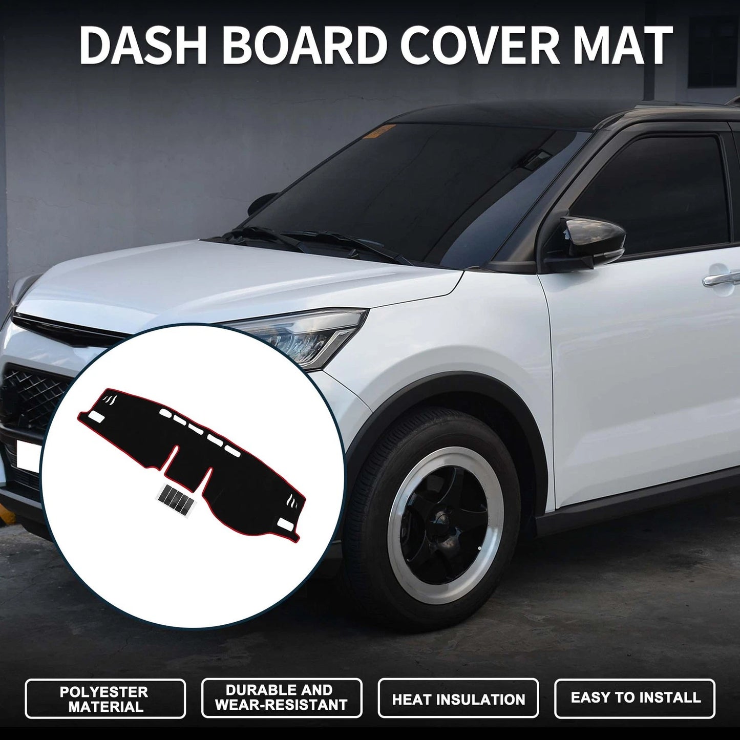Dashboard Cover Mat for Toyota Raize A200A (2020–2023) Black Red Set