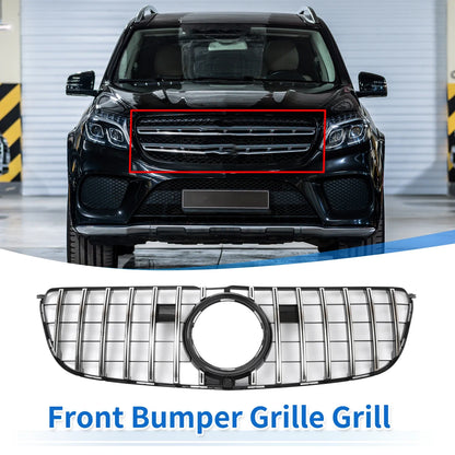 Front Upper Bumper Grille for Mercedes-Benz GLS500 2017 Chrome Silver Tone