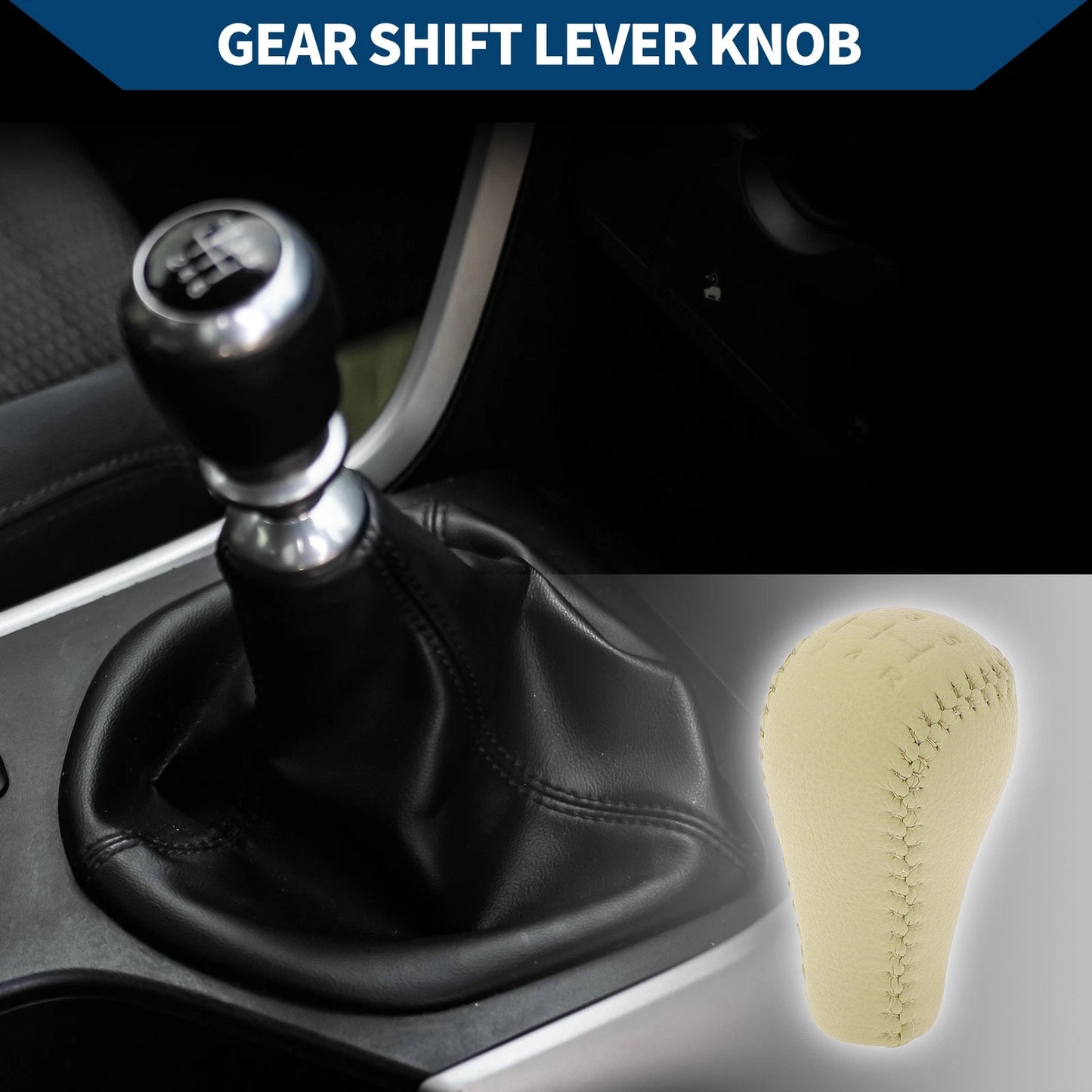 5 Speed Manual Gear Shifter Knob for Nissan Patrol (2004–2007) Faux Leather Beige