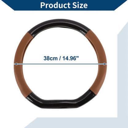 Steering Wheel Cover   - Artificial Leather 14.96" Black Light Brown