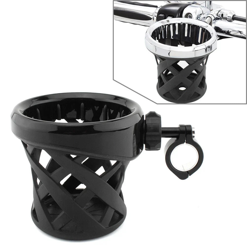 Cup Holder for Round Handlebars 7/8"-1" (22-25mm) Black - Universal Fit