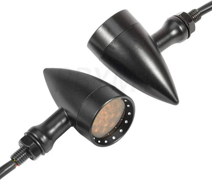 10mm Bullet Black LED Turn Signal Lights for Harley Chopper Bobber Dyna