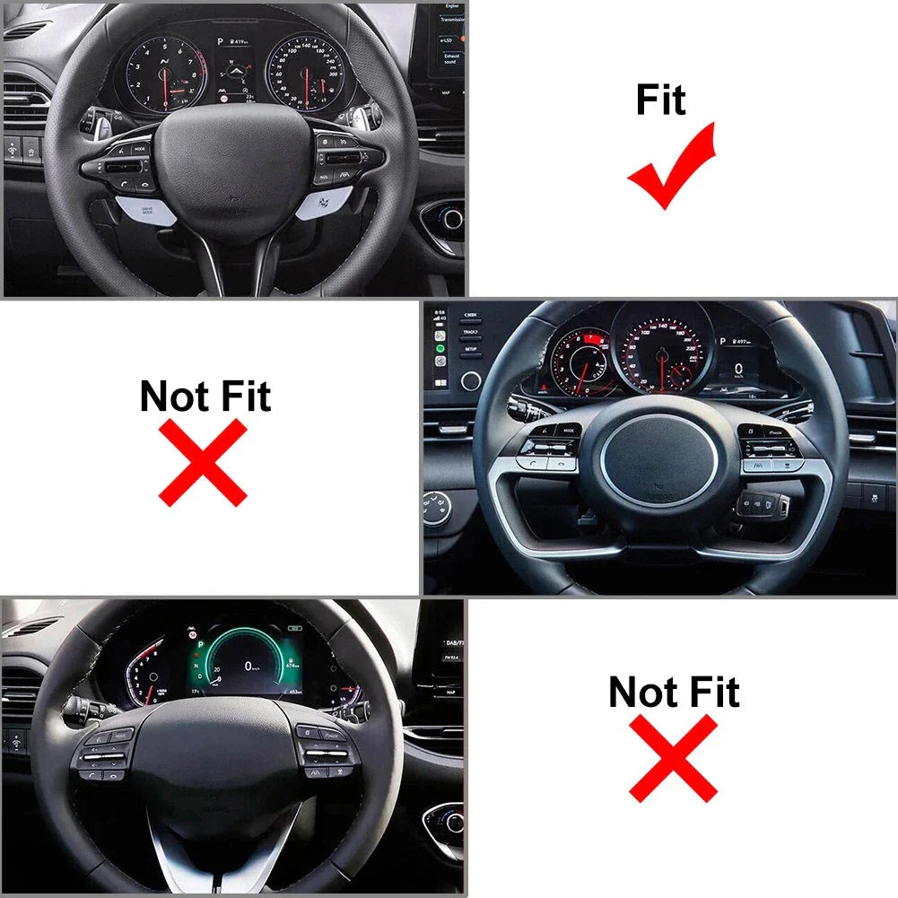 Red Steering Wheel Paddle Shifter Extensions for Hyundai i30 (2019-2023)
