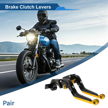 Adjustable Brake Clutch Lever for Kawasaki ZX14R (2006–2023) Black Gold Tone
