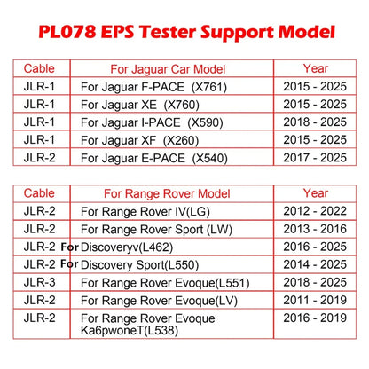 EPS Tester for Land Rover Steering Wheel Motor Detector (No Year Specified)