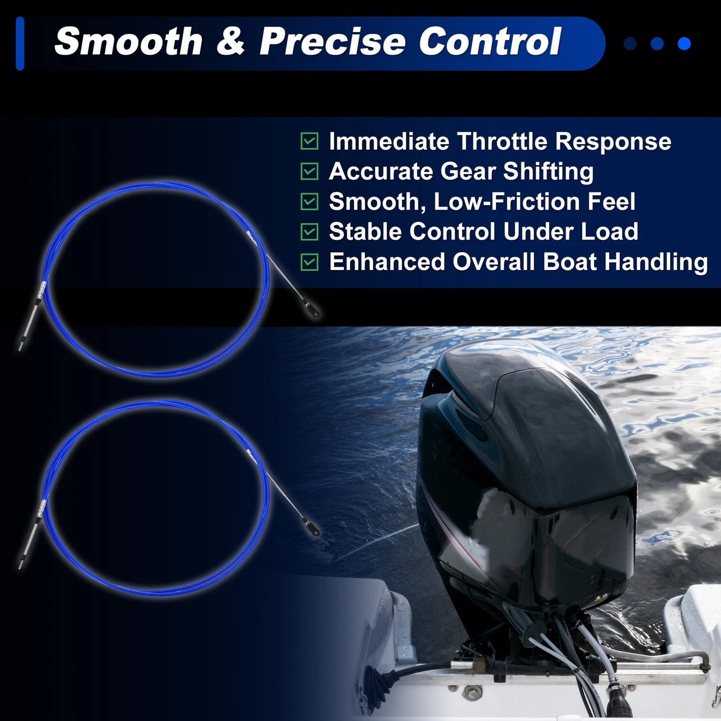 2 pcs Throttle Shift Control Cable for Yamaha Boat (14 ft)