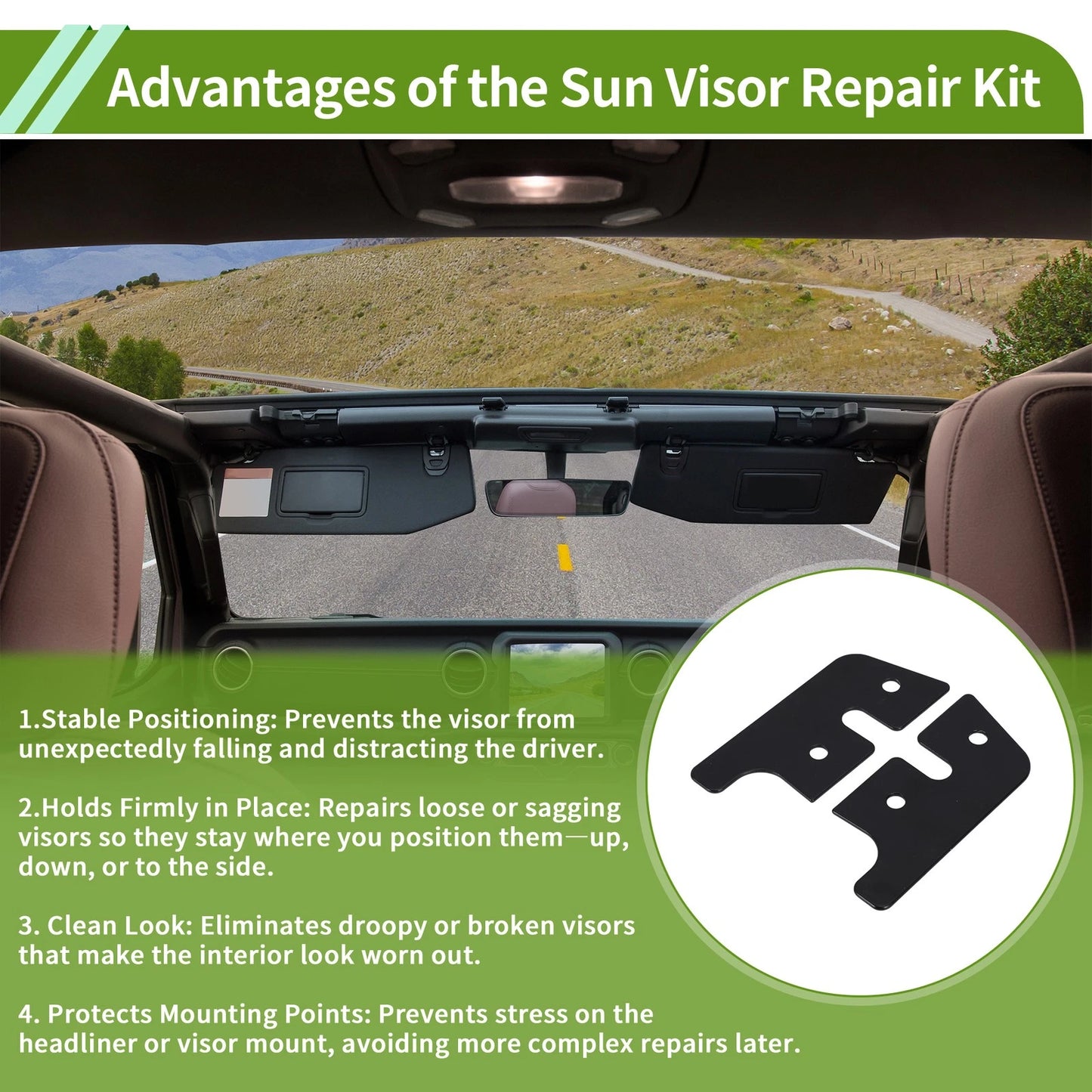Set of 1 Sun Visor Repair Kit for Jeep Wrangler JK (2007–2018)