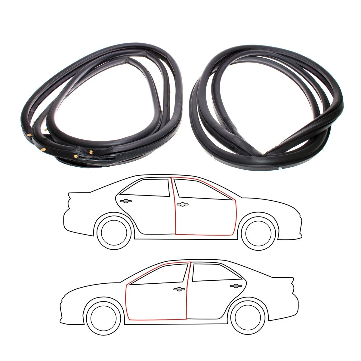 Set of 4 Front Door Weatherstrips for Mitsubishi Mirage Lancer Colt (1990–2002)