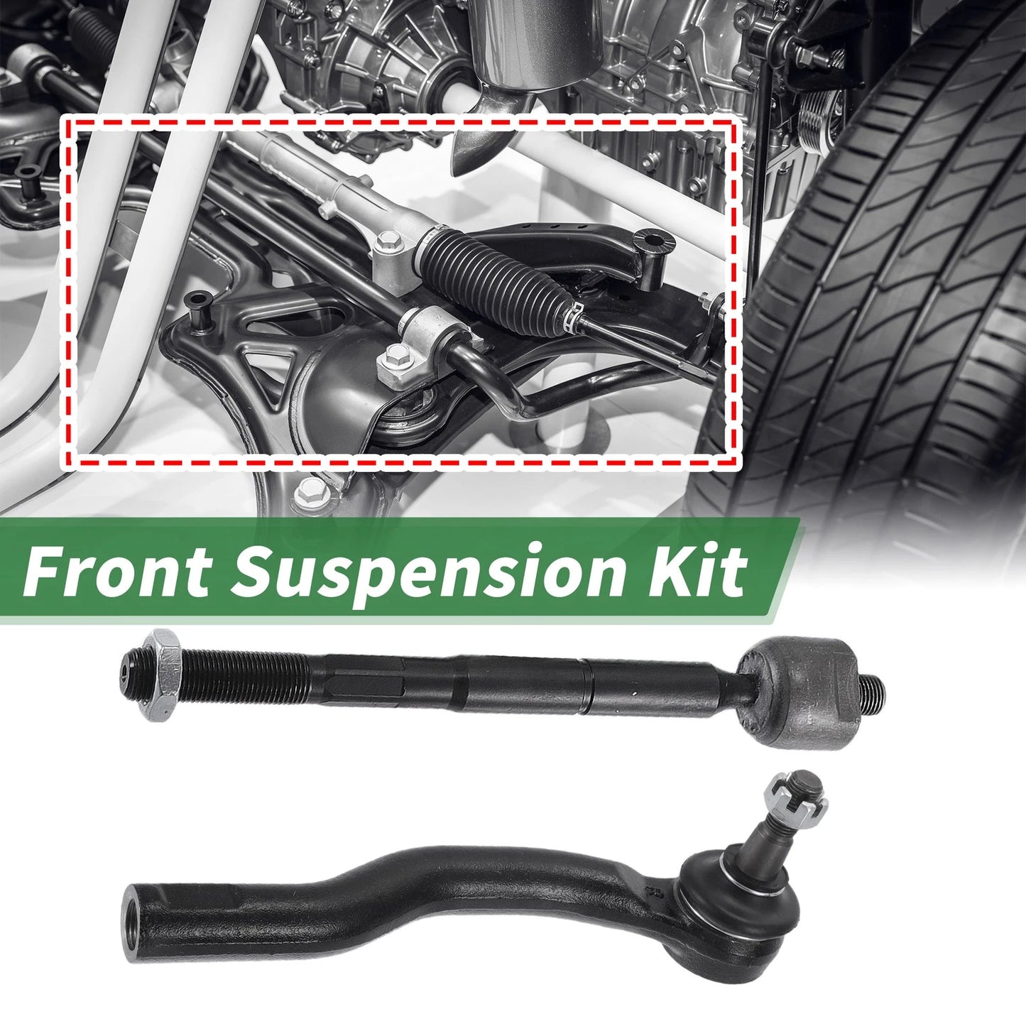 8pcs Front Suspension Kit Tie Rod End Ball Joint for Toyota Sienna (2004–2020)