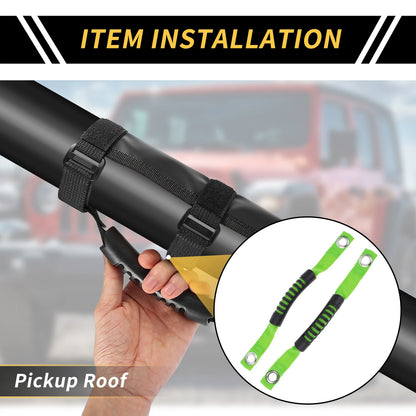 2pcs Roll Bar Grab Handles for Jeep Wrangler (2007–2018) - Green