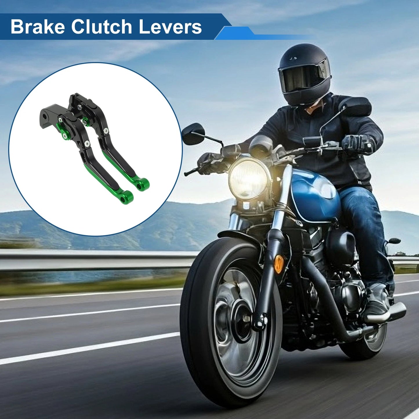 Brake Clutch Levers for Kawasaki Ninja ZX6R 636 (2000–2004) Black Green End