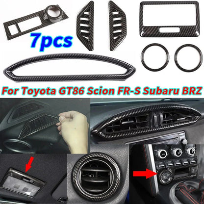 7Pcs Carbon Fiber Interior Trim Cover Set for Toyota GT86 Scion FR-S Subaru BRZ