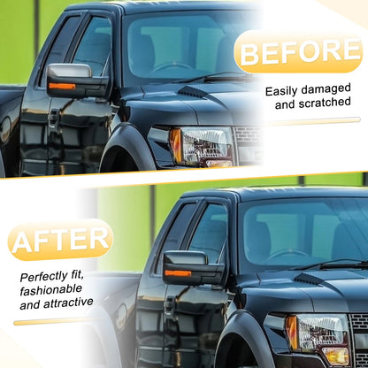 Set of 2 Rearview Mirror Cover Caps Gloss Black for Ford F-150 (2009–2014)