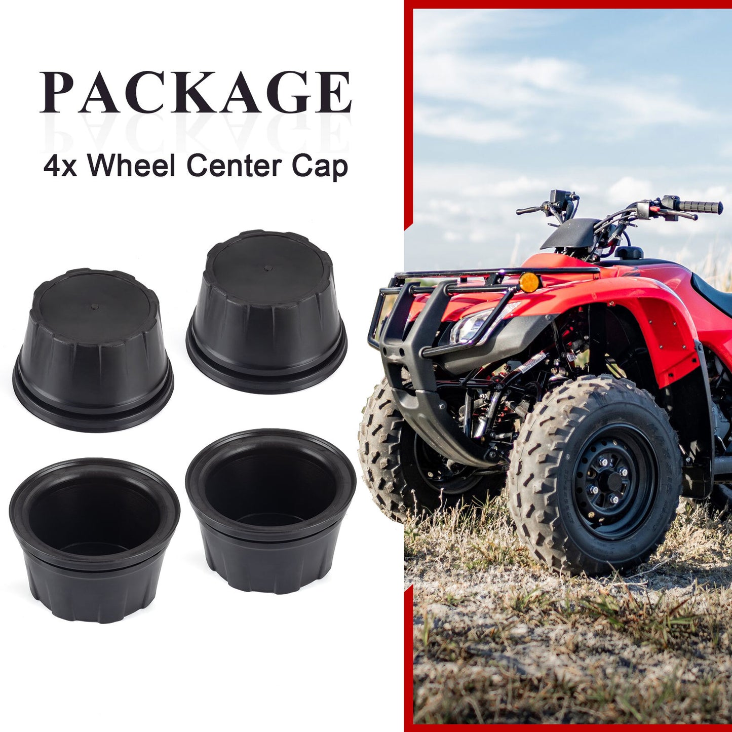 Set of 4 Wheel Center Caps for Honda Recon 250 TRX250TM TRX250TE ES (1997–2023)