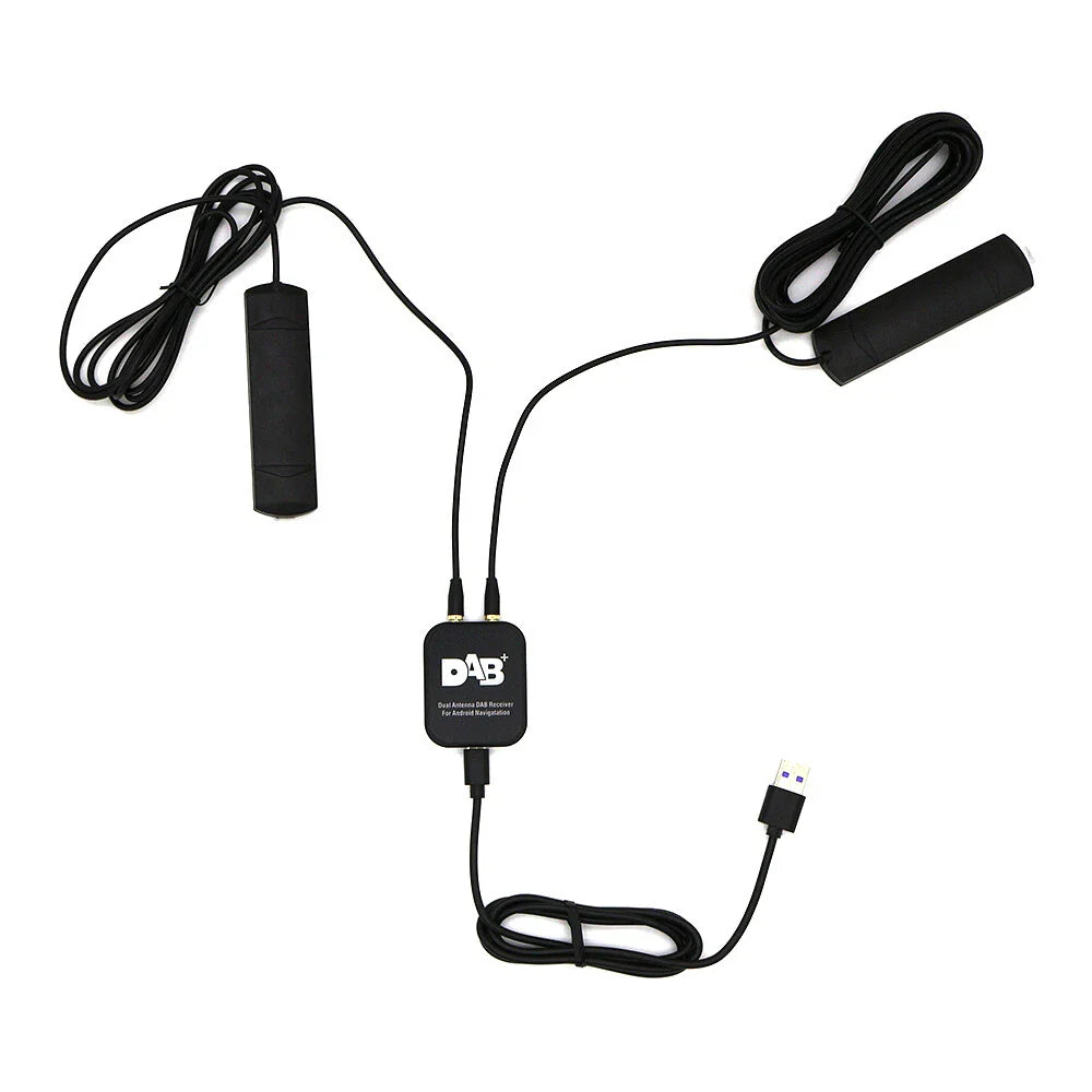 DAB+ Digital Tuner Adapter for Car Audio Radio USB Receiver with Dual Antennas