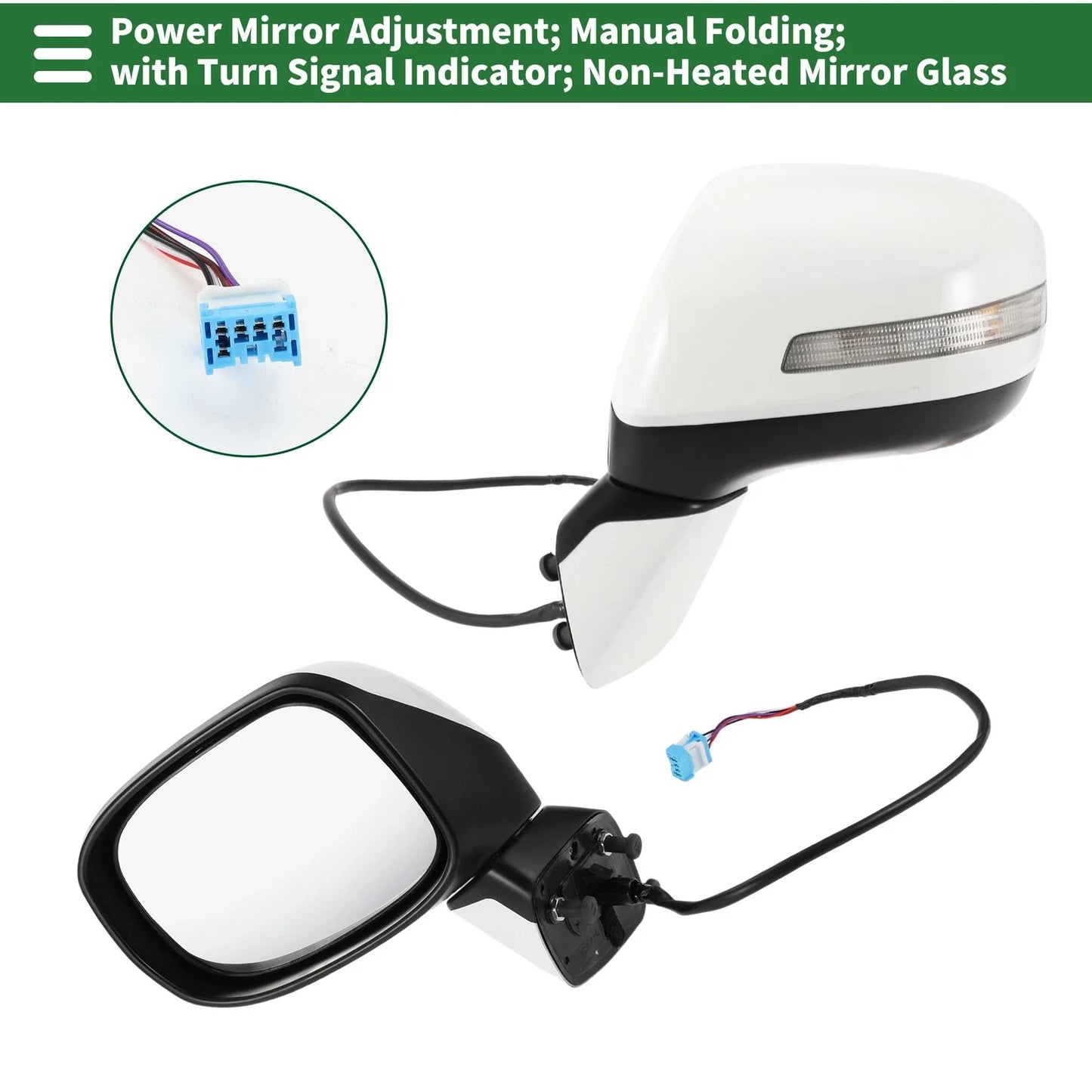 Left Side Door Mirror Replacement for Honda Civic 2012-2013 Manual Folding White