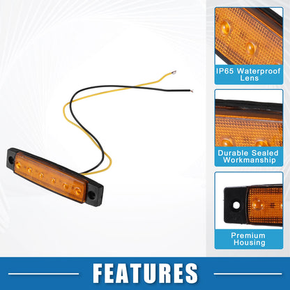 Set of 10 LED Side Marker Lights for Trailer Truck RV Van Amber