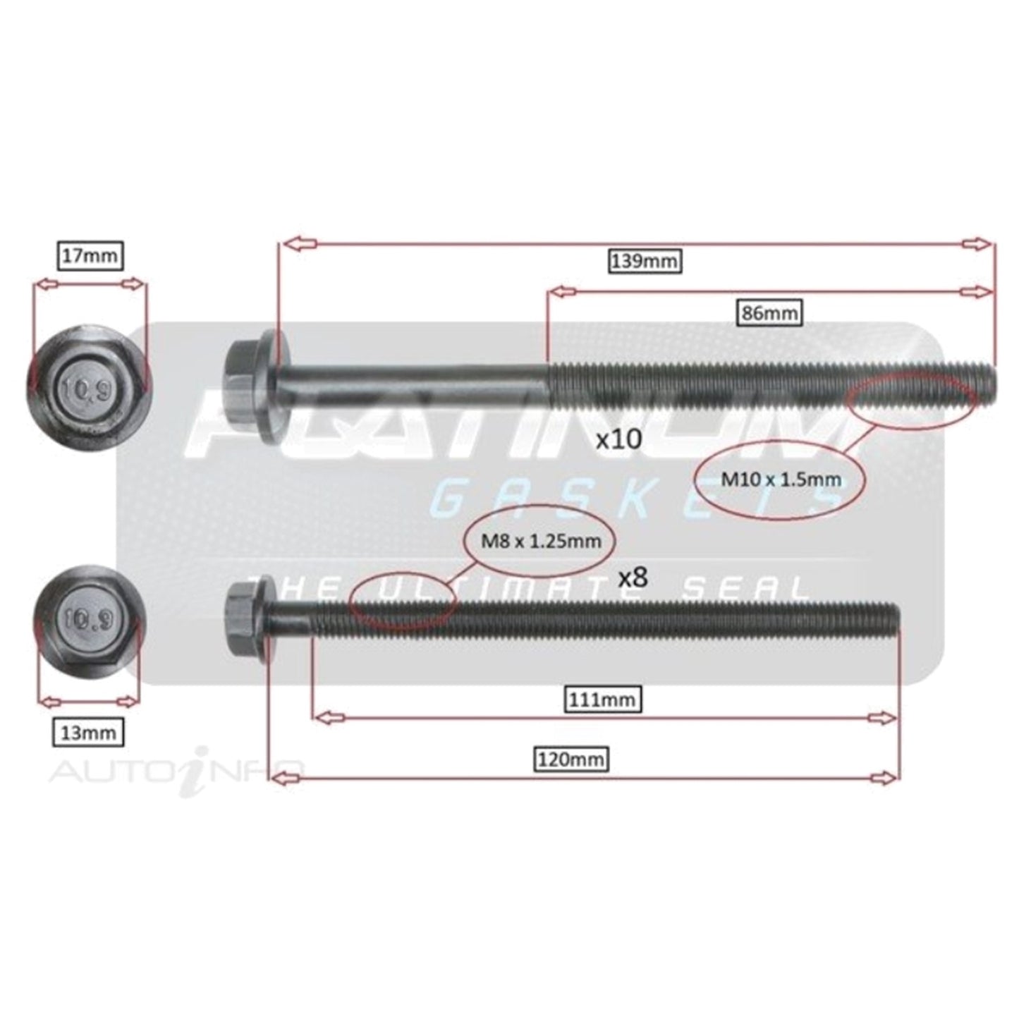 Engine Cylinder Head Bolt Set for Ford Transit (2010–2012)
