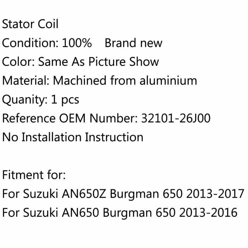 Magneto Generator Alternator Coil for Suzuki Burgman 650 (2013–2017)