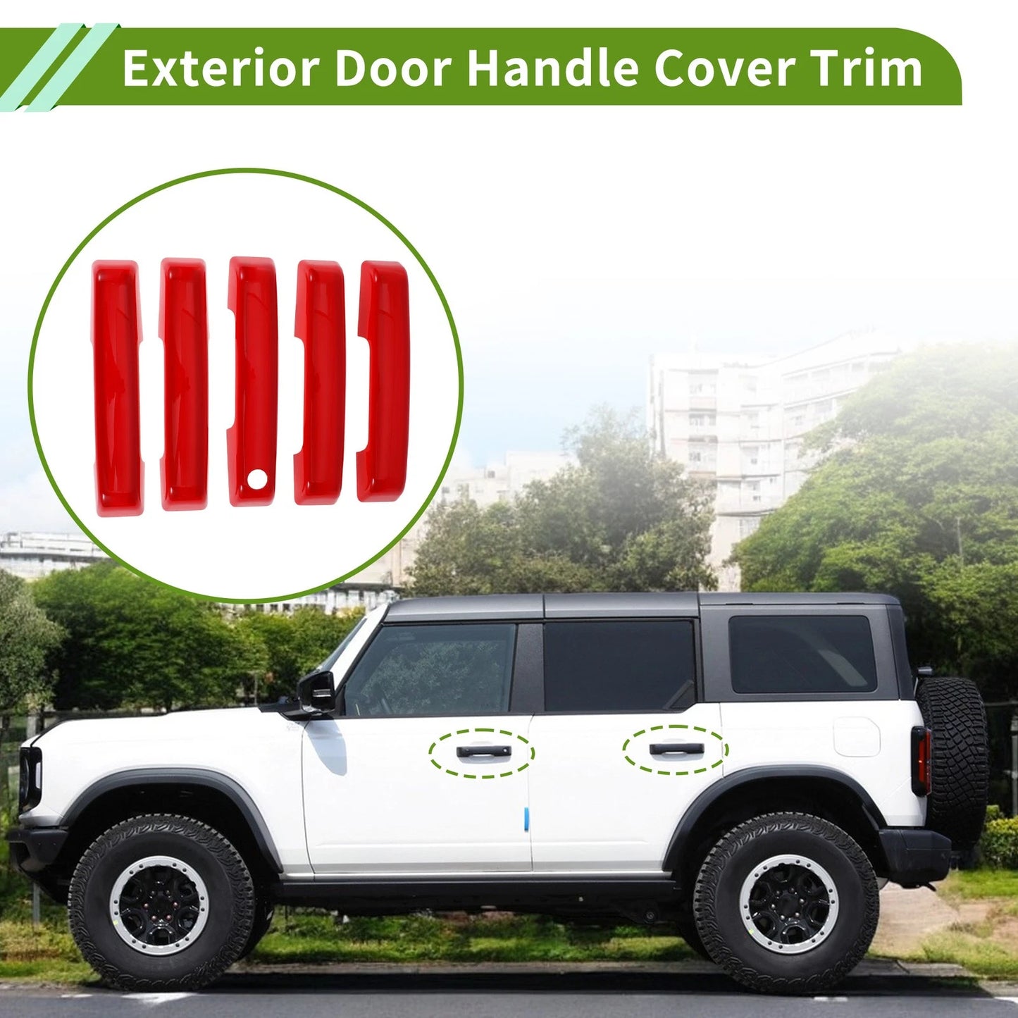 Set of 1 Exterior Door Handle Cover Trim for Ford Bronco (2021–2025) Red ABS