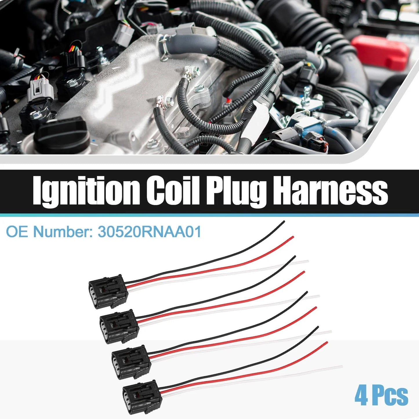 4pcs Ignition Coil Connectors for Honda CR-V 2015-2019 2.4L Gas