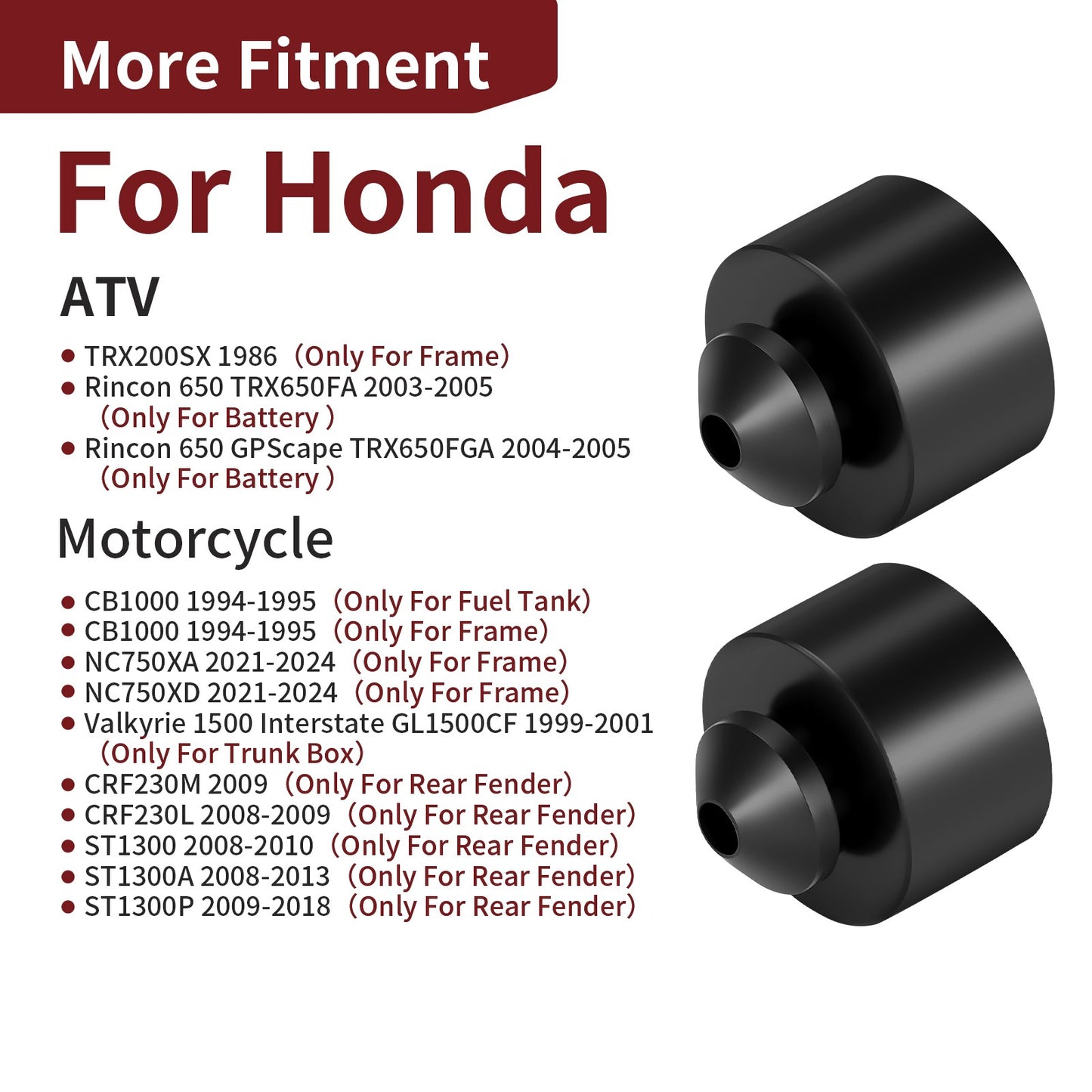 2X Rear Fender Seat Rubbers for Honda CRF230M CRF230L ST1300 (2008–2019)