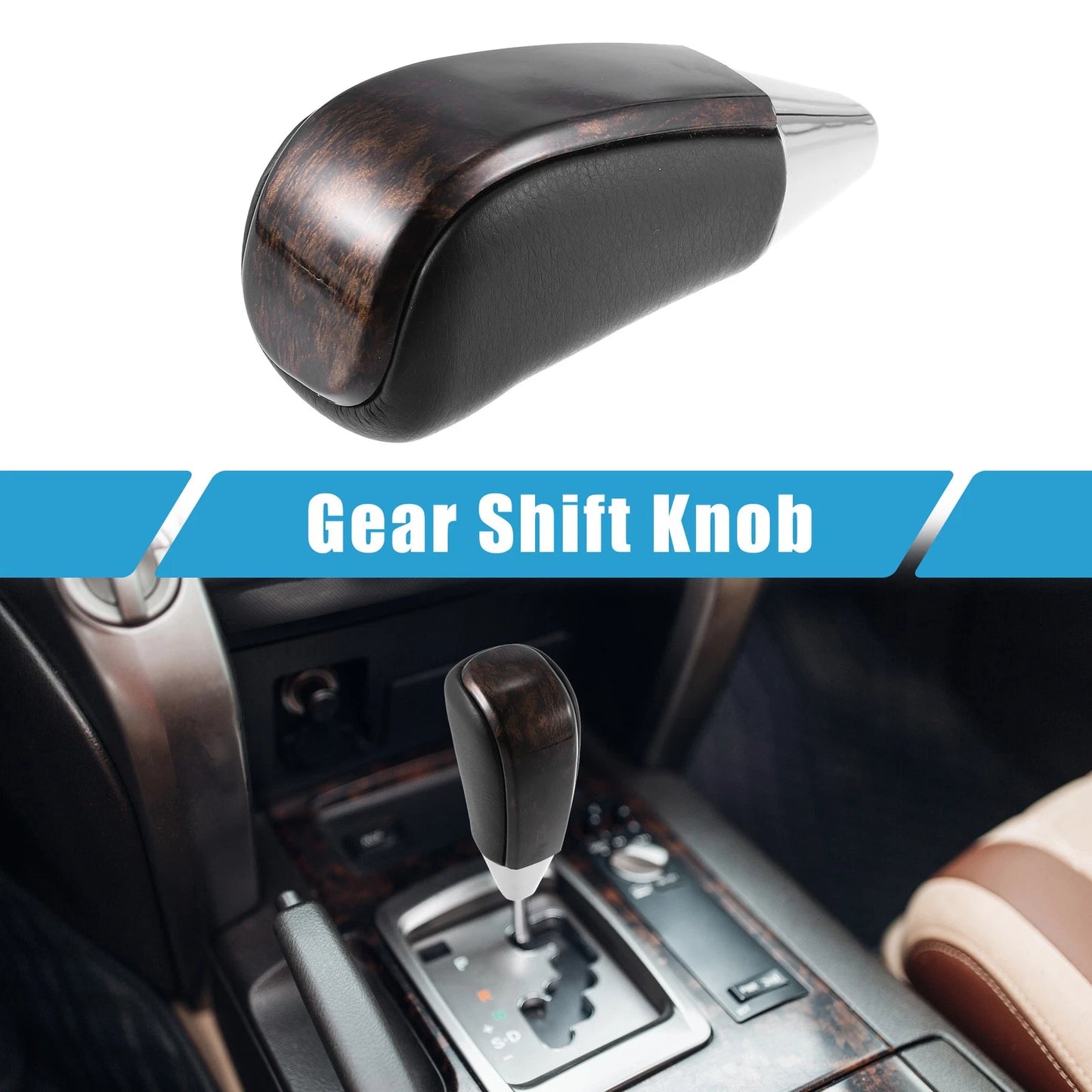 Gear Shift Knob for Toyota Land Cruiser (2016–2021) Gold Tone Black