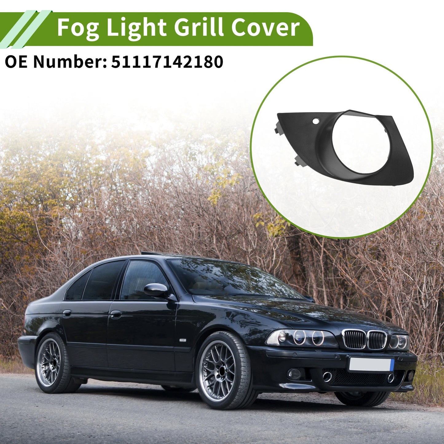 1 Pc Fog Light Grill for BMW E65 E66 (2006–2008) No. 51117142180 Black