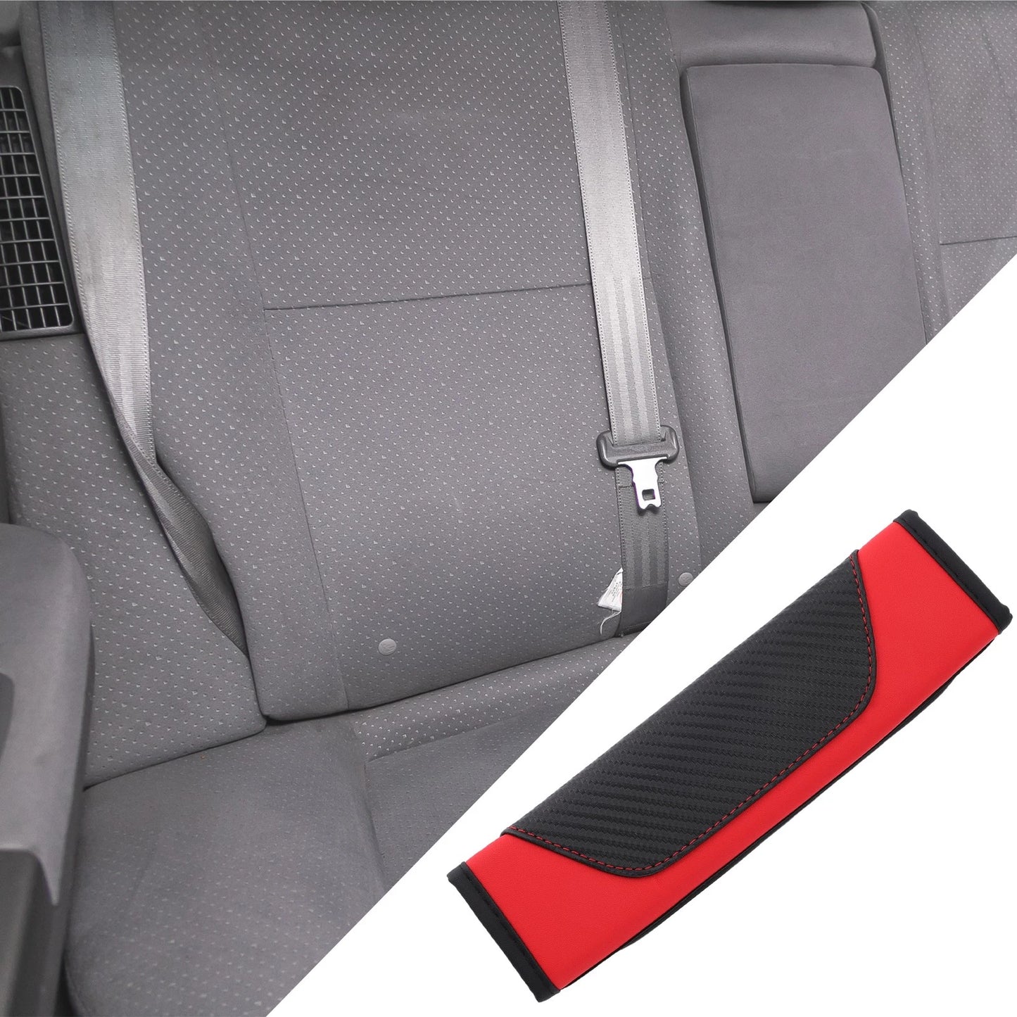 Set of 2 Carbon Fiber Pattern Seat Belt Pad Covers for Universal Fit (6.5x23cm)