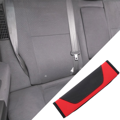 Set of 2 Carbon Fiber Pattern Seat Belt Pad Covers for Universal Fit (6.5x23cm)