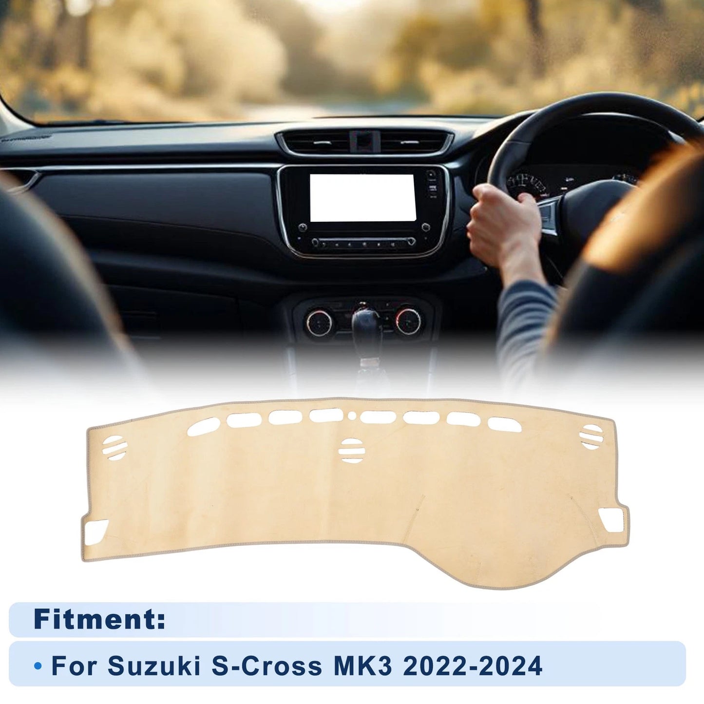 Dash Cover for Suzuki S-Cross MK3 (2022–2024) Without HUD, Flannel Beige