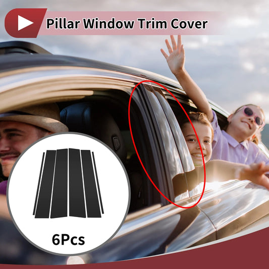 6 Pcs Car Door Pillar Window Trim for Toyota Hilux (2015–2023) Black